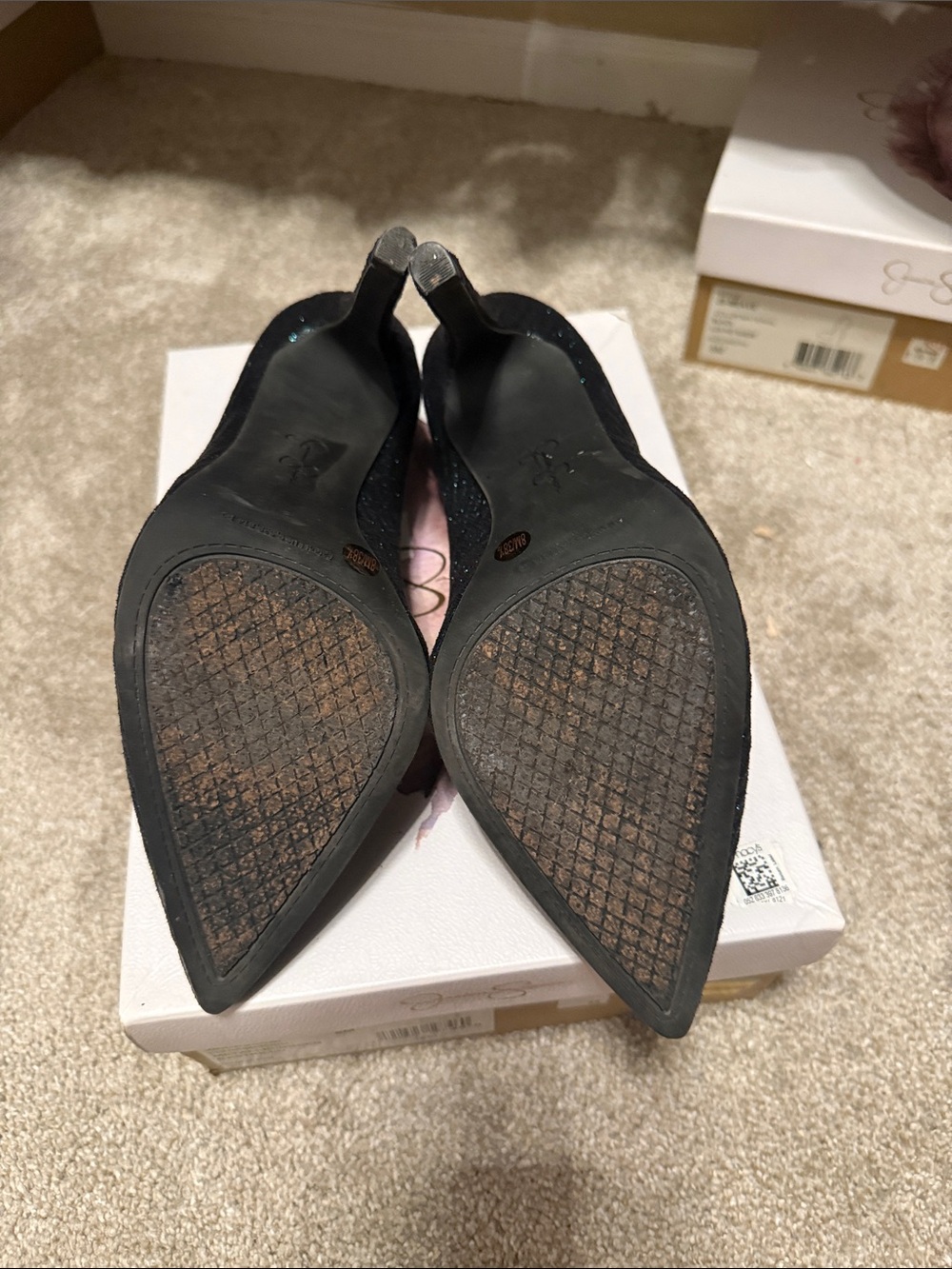 Jessica Simpson Emerald Teal Glitter Pointed Toe Pumps - Picture 3 of 5